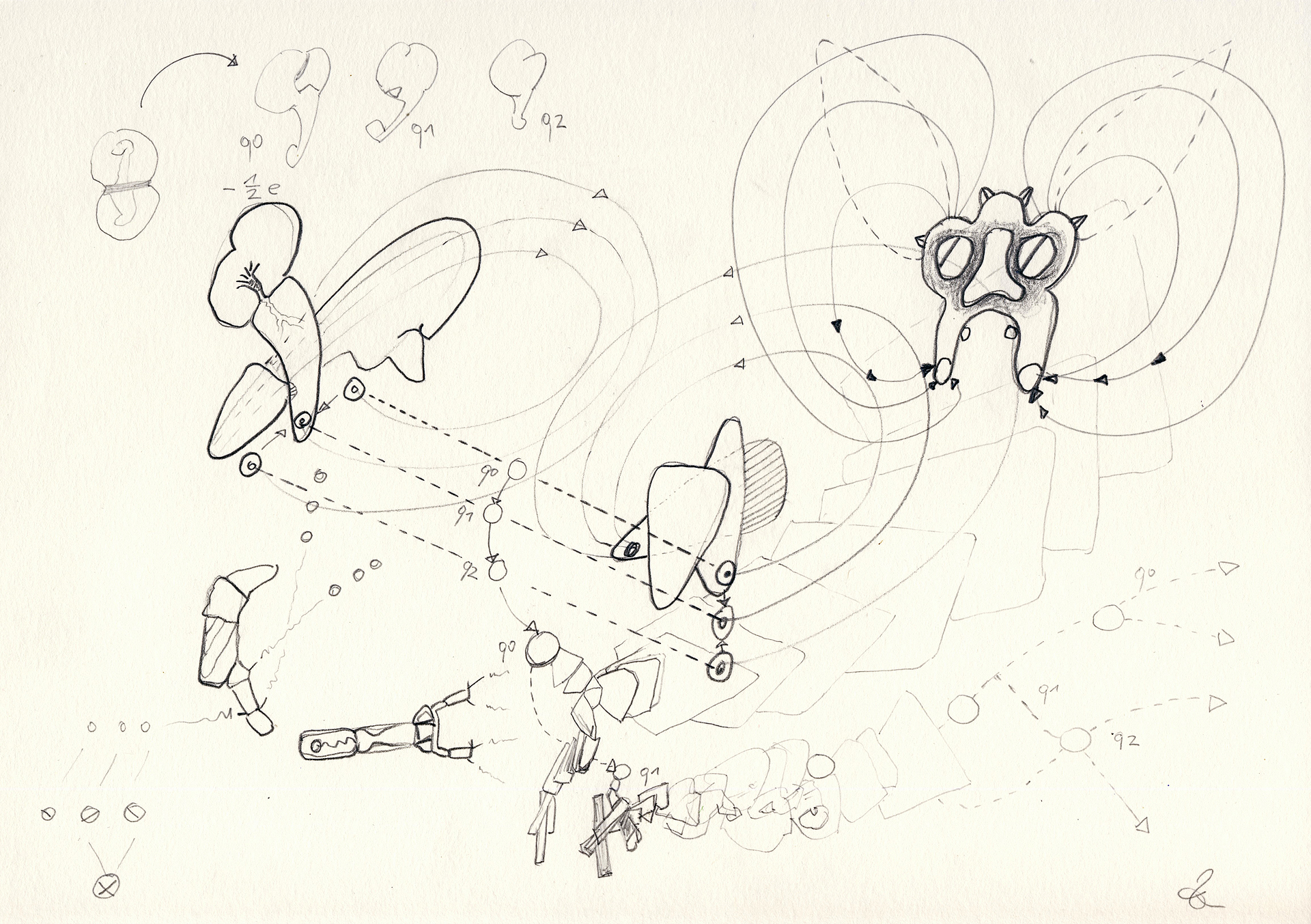 Halteproblem, Zeichnung aus der Serie Automata von Stefan Zoellner