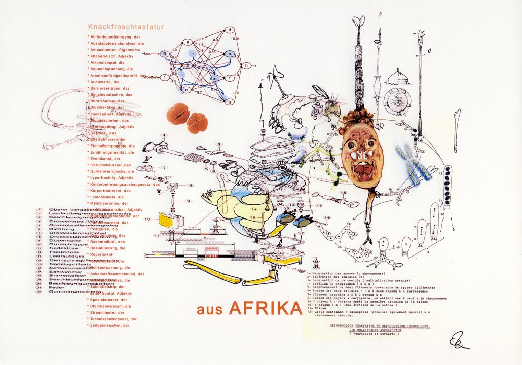 Aus Afrika, Inkjetprint und Stifte auf papier, Serie Transhuman von Stefan Zöllner