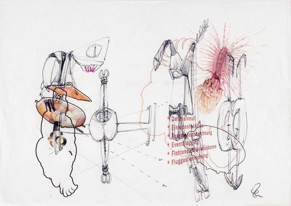 Defensivnull, Inkjetprint und Stifte auf papier, Serie Transhuman von Stefan Zöllner