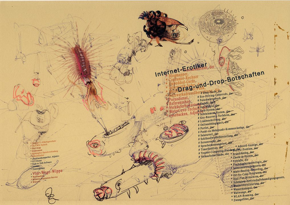 Interneterotiker, Inkjetprint und Stifte auf papier, Serie Transhuman von Stefan Zöllner