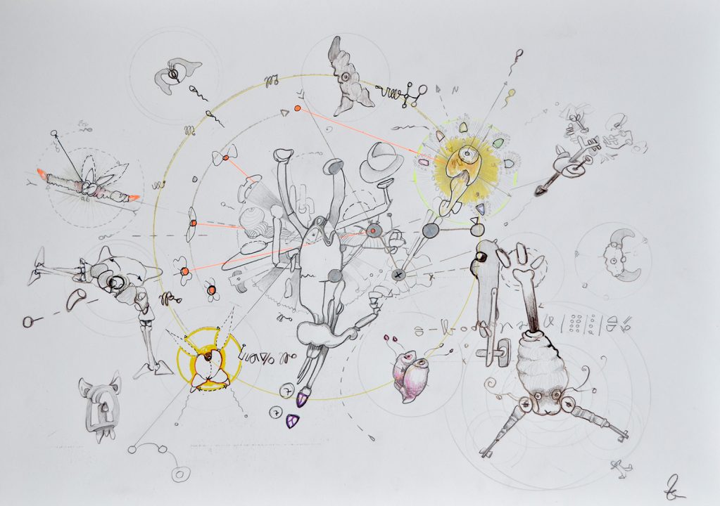 Le temoin de l'universe, Inkjet und Stifte, aus Serie Pentimenti von Stefan Zoellner