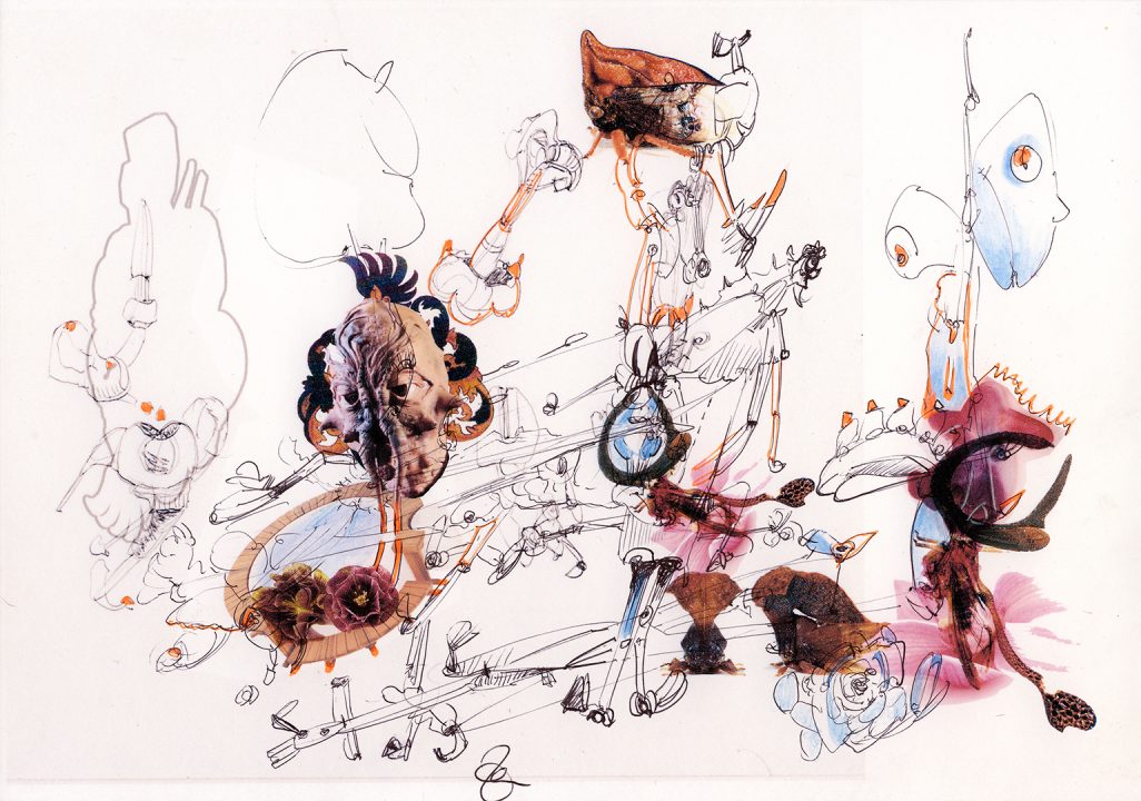 Maske, Inkjetprint und Stifte auf papier, Serie Transhuman von Stefan Zöllner