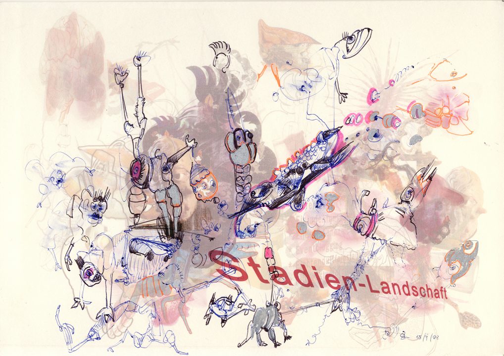 Inkjetprint und Stifte auf papier, Serie Transhuman von Stefan Zöllner