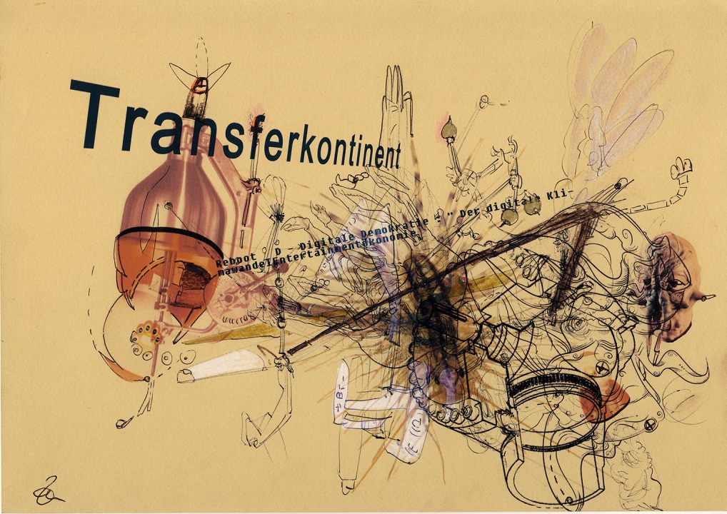 Inkjetprint und Stifte auf papier, Serie Transhuman von Stefan Zöllner
